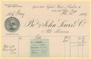 Receipt from John Lewis & Co., 14 November 1896 by English School