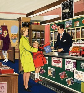 Record shop assistant by English School