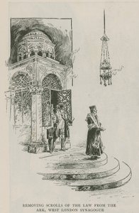 Removing Scrolls of the Law from the Ark, West London Synagogue by English School