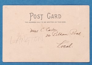 Reverse side of J.E. Doig (Sunderland) Saving a Goal postcard