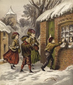 Rich Children Visiting Poor Children at Christmas by English School
