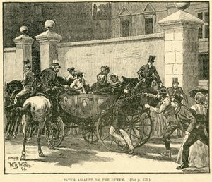 Robert Pates Striking the Queen outside Cambridge House, illustration from The Life and Times of Queen Victoria, Vol. II by Robert Wilson, 1888 by English School