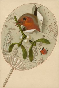Robin and mistletoe by English School