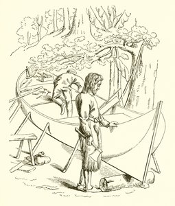 Robinson Crusoe Building His Boat by English School