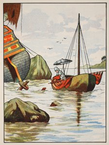 Robinson Crusoe rescuing a dog from a Spanish shipwreck by English School