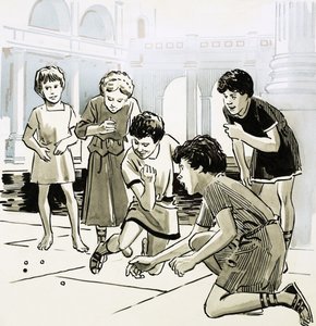 Roman children playing marbles