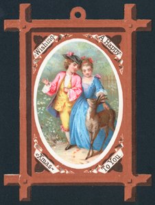 Romantic couple with deer by English School