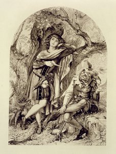 Rosalind and Touchstone, Act III Scene 2, in As You Like It, by William Shakespeare by English School