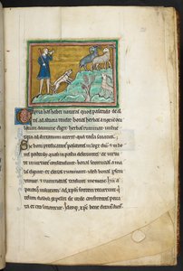 A hunter or farmer with dogs, pursuing goats, from Bestiary, Lapidary