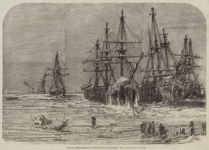 Russian Vessels Frozen in at the Mouth of the Dnieper (engraving) by English School
