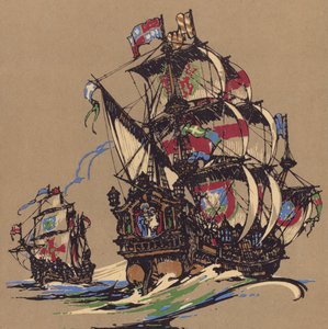 Sailing ships by English School