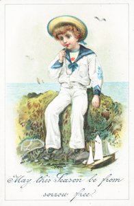 Sailor Boy sitting on rocks by English School