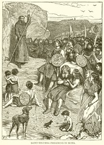 Saint Columba Preaching in Mona by English School