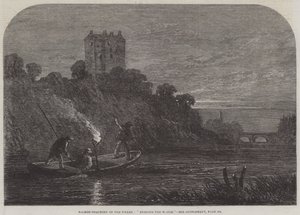 Salmon-Poaching on the Tweed, "Burning the Water" by English School