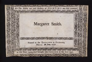 Sample of printing done at the Sheldonian Theatre, Oxford, on 25 May 1736
