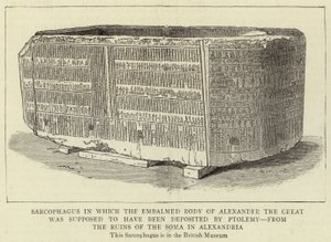 Sarcophagus in which the Embalmed Body of Alexander the Great was Supposed to Have Been Deposited by Ptolemy, from the Ruins of the Soma in Alexandria by English School