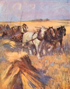 Saskatchewan, the modern Scot on his self-binder by English School