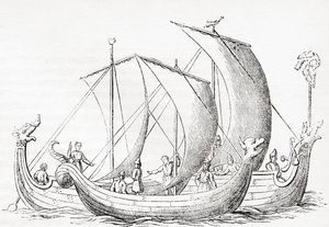 Saxon Ships, After an Engraving in Strutt