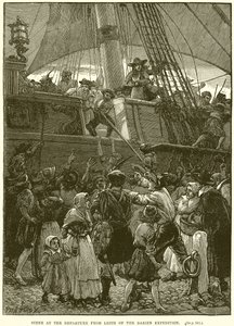 Scene at the Departure from Leith of the Darien Expedition by English School