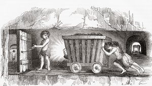 Scene inside an English coal mine, early 19th century by English School