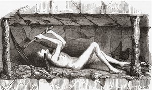 Scene inside an English coal mine, early 19th century by English School