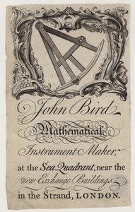 John Bird Scientific Instrument Maker, trade card