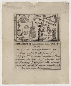 John Smith Scientific Instrument Maker, trade card by English School