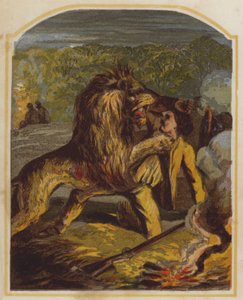 Scottish Missionary David Livingstone Attacked by a Lion in Africa by English School
