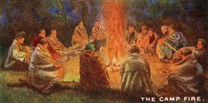 Scouts round a Camp Fire by English School