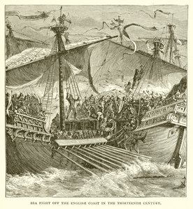Sea Fight Off the English Coast in the Thirteenth Century by English School