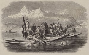 Seal-Fishing at Kingigtorssuak, Greenland (engraving) by English School