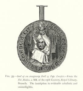 Seal of an Imaginary Bull of Pope Lucifer by English School