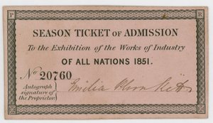 Season Ticket for Admission to the Great Exhibition of 1851 by English School
