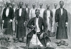 Sekebobo Chief of Chagwe, Mtesa Chief of Uganda, Chambarango and Pokino the Prime Minister (engraving) by English School