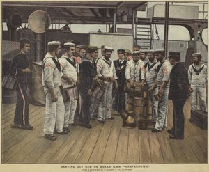Serving out rum on board HMS Camperdown