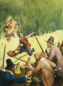 Settlers and American Indians by English School