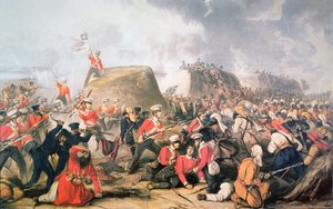 Sgt. McCabe Raises the Colours on the Ramparts at the Battle of Sobraon by English School