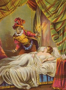 Shakespeare: Othello, Desdemona in bed, asleep by English School