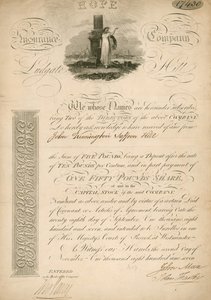 Share for the Hope Insurance Company, Ludgate Hill, London by English School
