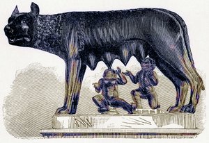 She-Wolf of the Capitol, Illustration from History of Rome by Victor Duruy, Published 1884 by English School