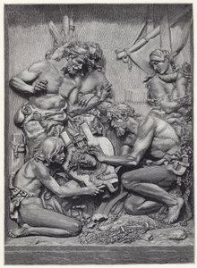 Shepherds discovering the head of Orpheus, from the bas-relief by M Cordonnier