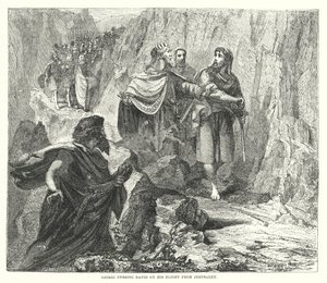 Shimei Cursing David on His Flight from Jerusalem by English School