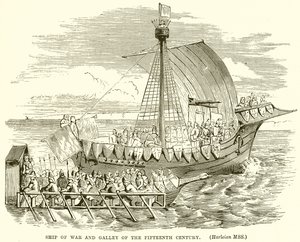 Ship of War and Galley of the Fifteenth Century by English School