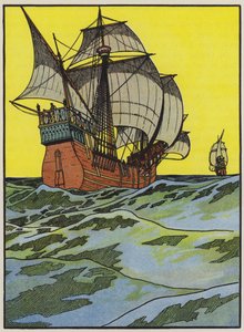 Ships of Christopher Columbus Crossing the Atlantic