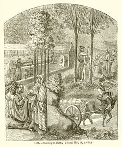 Shooting at Butts (Royal MS, 19, o. Viii) by English School