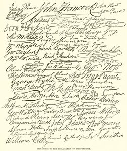Signatures to the Declaration of Independence by English School
