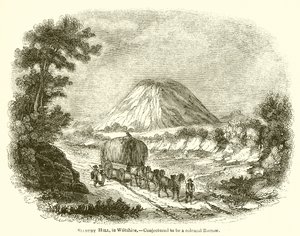 Silbury Hill, Wiltshire.--Conjectured to be a Colossal Barrow by English School