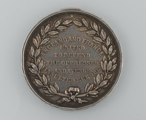 Silver Patriotic Fund Medal Commemorating the Alliance Between England and France 1854, Awarded by the Mayor of Dover, 1855