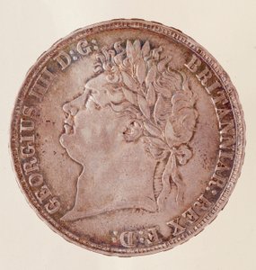 Silver English Crown, Reign of King George IV (1820-1830). Diam. 3.7 cm Naples, Museo Archeologico by English School