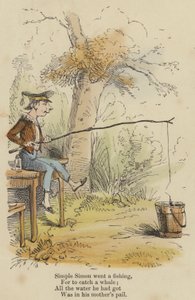 Simple Simon went a fishing, For to catch a whale; All the water he had got, Was in his mother